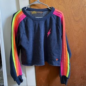 NWOT cropped aviator nation neon lighting bolt crewneck! 💛💞💓